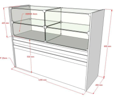 Balcão De MDF Com Vidro Para Loja 125x95x45 - Imagem 2/2